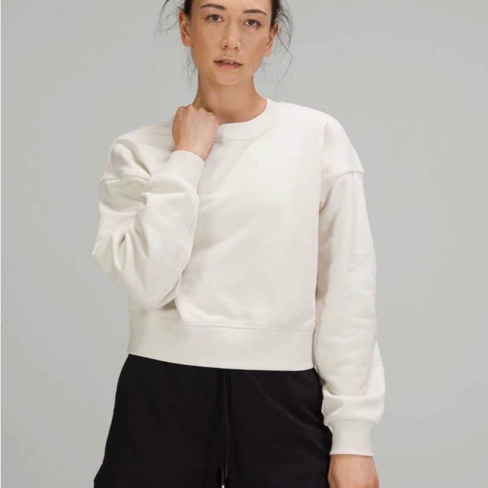 Lululemon Softstreme Perfectly Oversized Cropped Crew — White Opal